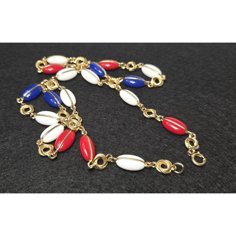 Vintage Patriotic Red White Blue Beads - Picture 6 of 12